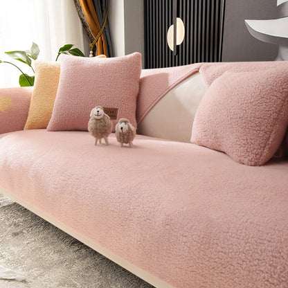 Non-slip Solid Color Simple Lambswool Sofa Cushion