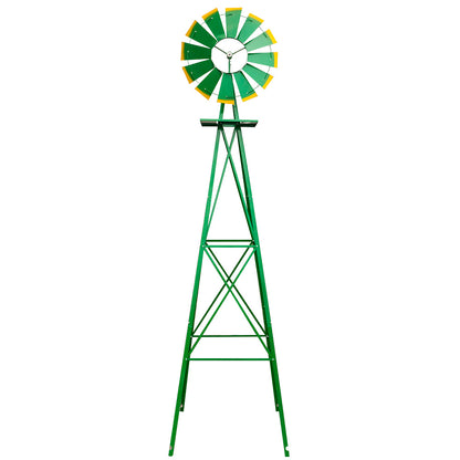 US Local 8FT Weather Resistant Yard Garden Windmill Green