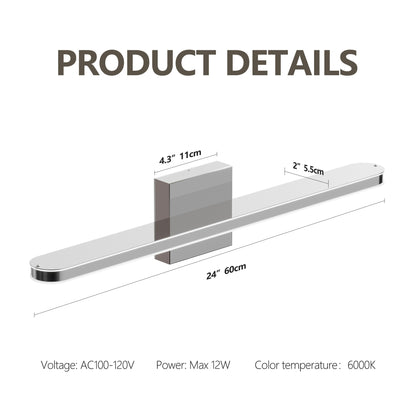 US Local Modern Bathroom Light Fixtures Dimmable LED Vanity Lights Chrome Lamps For Bathover Mirror 24 Inch Vanity Sconces Indoor 12W Bar Lighting For Bathrooms Restroom Bedroom 6000K Wall Light For Bathroom