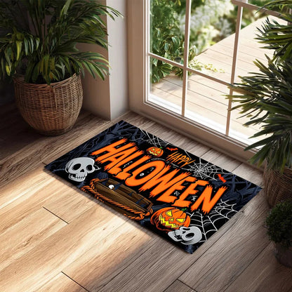 US Local Halloween Pumpkin Ghost Home Decor Doormat, Suitable For Entrance, Bedroom, Living Room, Bathroom, Kitchen, Absorbent And Non-Slip Rug