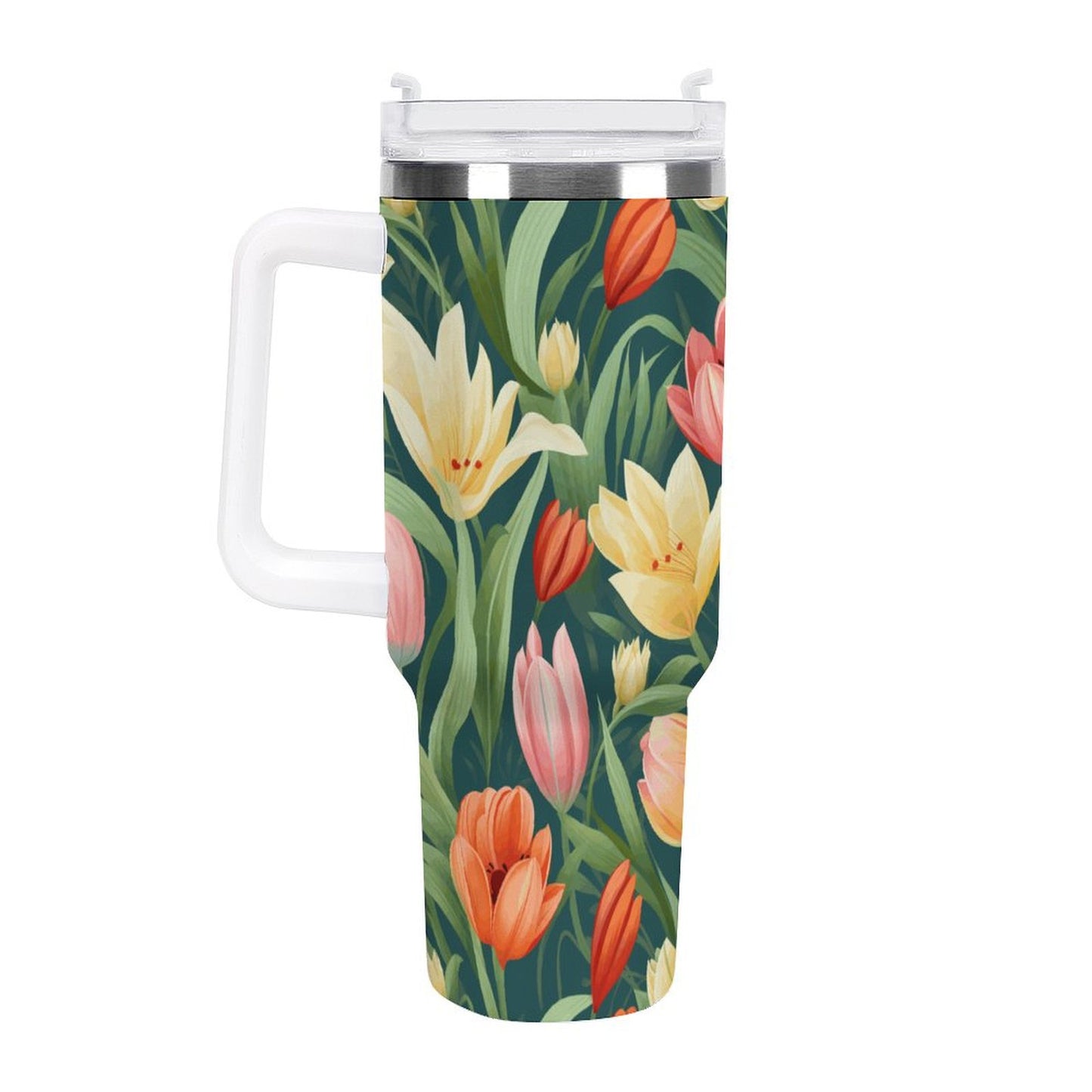 PHDT00371 POD US Local Tumbler 40 oz Large Capacity Car Cup Flowers, Gentle