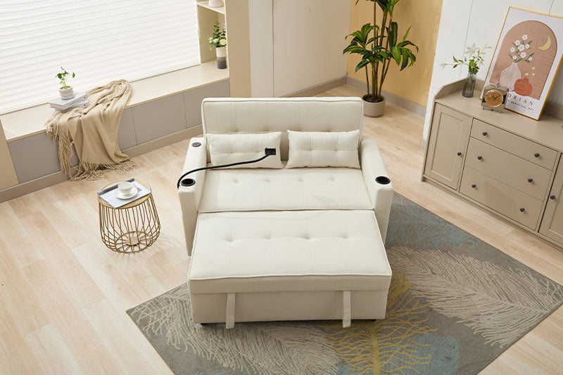 US Local Futon Chair Bed Convertible Chair 3-in-1 Pull Out Sleeper Chair Beds With USB Ports,Wear-resistant And Anti-scratch, Armchair Bed Sleeper For Living Room