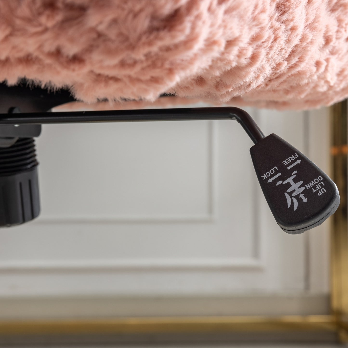 US Local A&A Furniture Artificial Rabbit Hair Office Chair With Gold Base, Adjustable