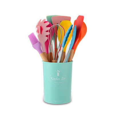 US Local Silicone Kitchenware With Wooden Handle