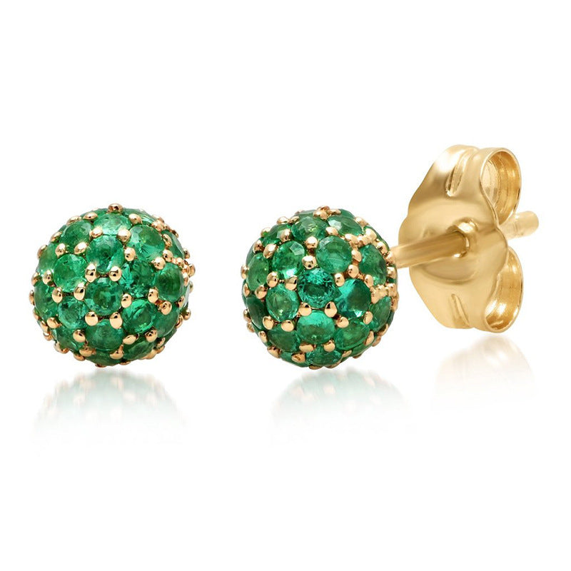 Fashion Personality Exquisite Rhinestone Zircon Multicolor Round Studs