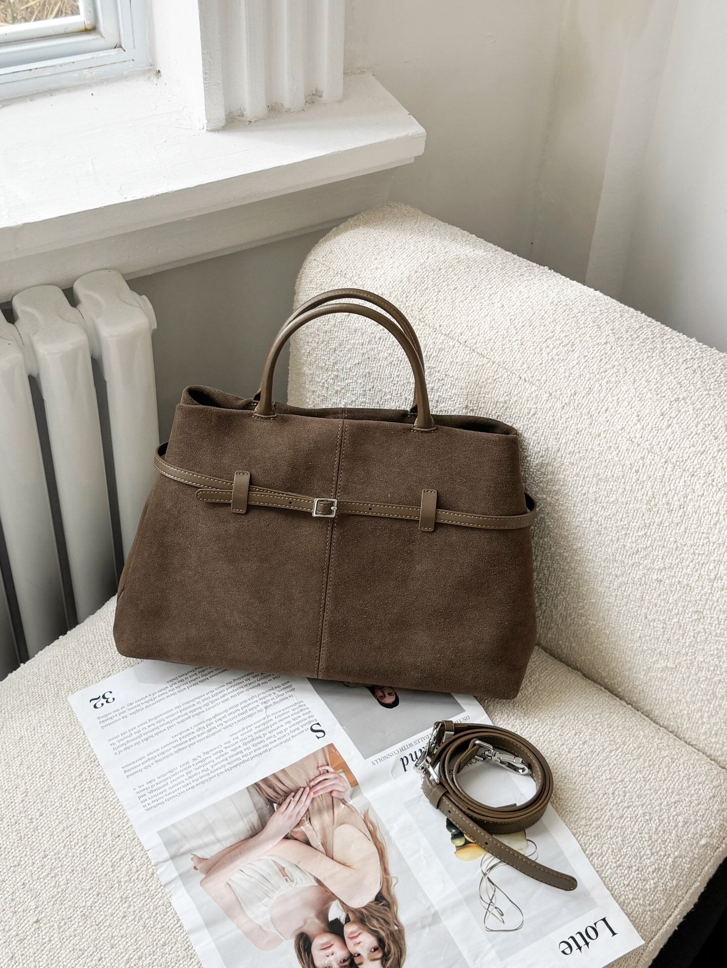 High-grade Suede Retro Easy Matching Commuter Frosted Portable Shoulder Crossbody Bag