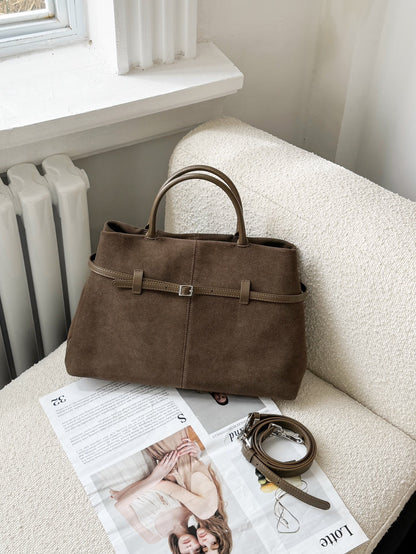 High-grade Suede Retro Easy Matching Commuter Frosted Portable Shoulder Crossbody Bag