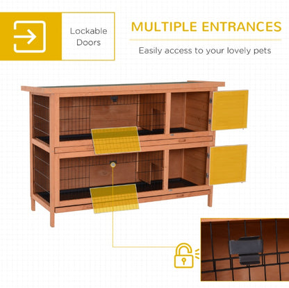 US Local 54  Rabbit Cage, 2-Tier Rabbit Hutch Outdoor Guinea With Removable Dividers And Pull-Out Trays, Orange
