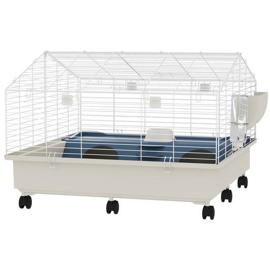 US Local Rolling Small Animal Cage With Water Bottle, Hay Feeder, Food Dish For Rabbits, Hedgehogs, Guinea Pigs, 35 X 35x 25
