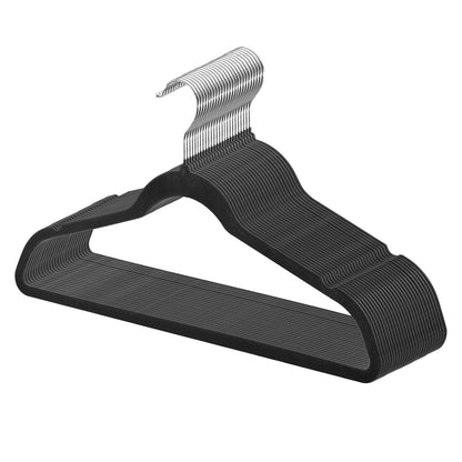 US Local VEVOR Velvet Hangers 50 Pack Black Non-Slip Hangers With 360 Degree Swivel Hook