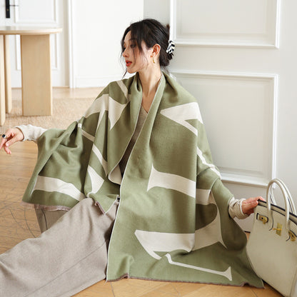 US Local Female Versatile Fashion Thickened Warm Cashmere Scarf