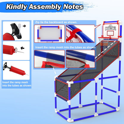 US Local 1Set Kids Basketball Game Set With 2 Balls Adjustable Height Basketball Hoop Arcade Game Indoor Outdoor Toys For Boys Girls Aged 3 To 12