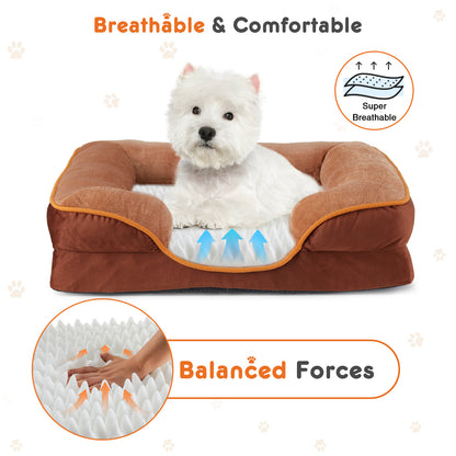 US Local Memory Foam Pet Bed For Small Dogs & Cats With Washable Removable Cover Non-Slip Base Waterproof Liner