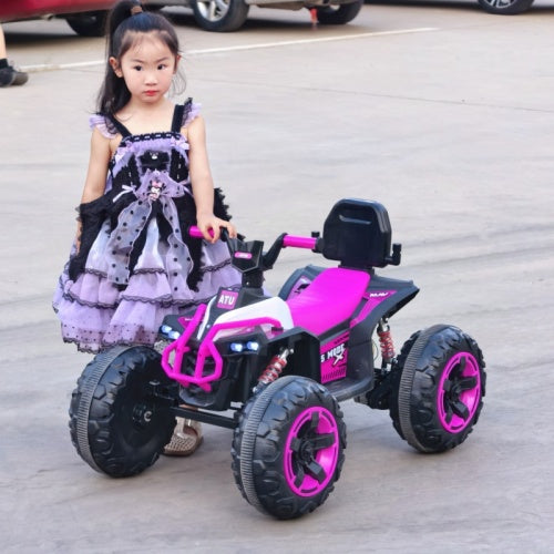 US Local Ride On Toy Car,12V  Electric ATV Car For Kids, 4 Wheeler Electric Toy Car With Bluetooth,light,Leather Seaters,,for Boys,Girls,indoor And Out Door