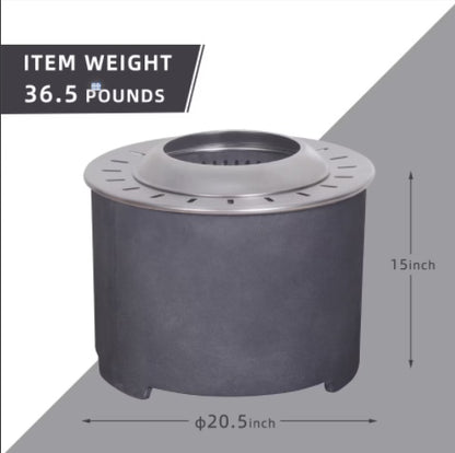 US Local 20.5 X 15 Dark GrayConcrete Texture Smokeless Fire Pit