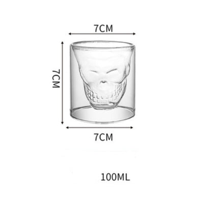 Creative Double-Layer Skull Net Red Glass Whiskey Glass For Home Bar Club Whiskey Wine Vodka And Beer Wine Glass
