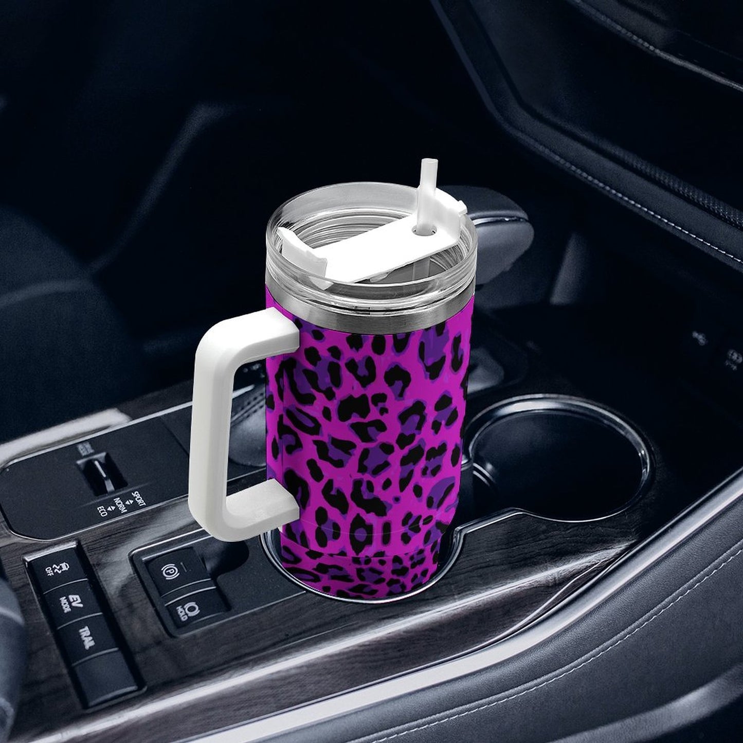 PHDT00128 POD US Local Tumbler 40 oz Large Capacity Car Cup Purple Leopard