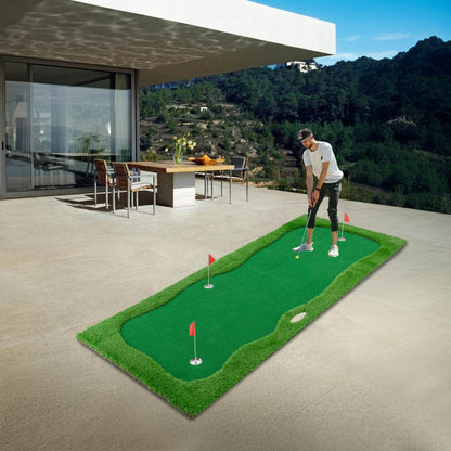 US Local 10x5 FT Golf Putting Green, Golf Training Mat With High-quality Turf, 3 Holes, 3 Flags And Cups For Indoor Outdoor