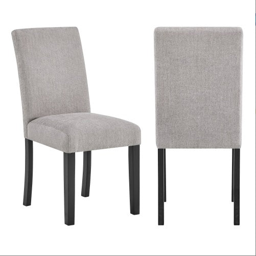 US Local 4pc Contemporary Parson Style Chairs Black Frame Upholstered Padded Soft Textured Gray Fabric Wooden Dining Room Home Furniture