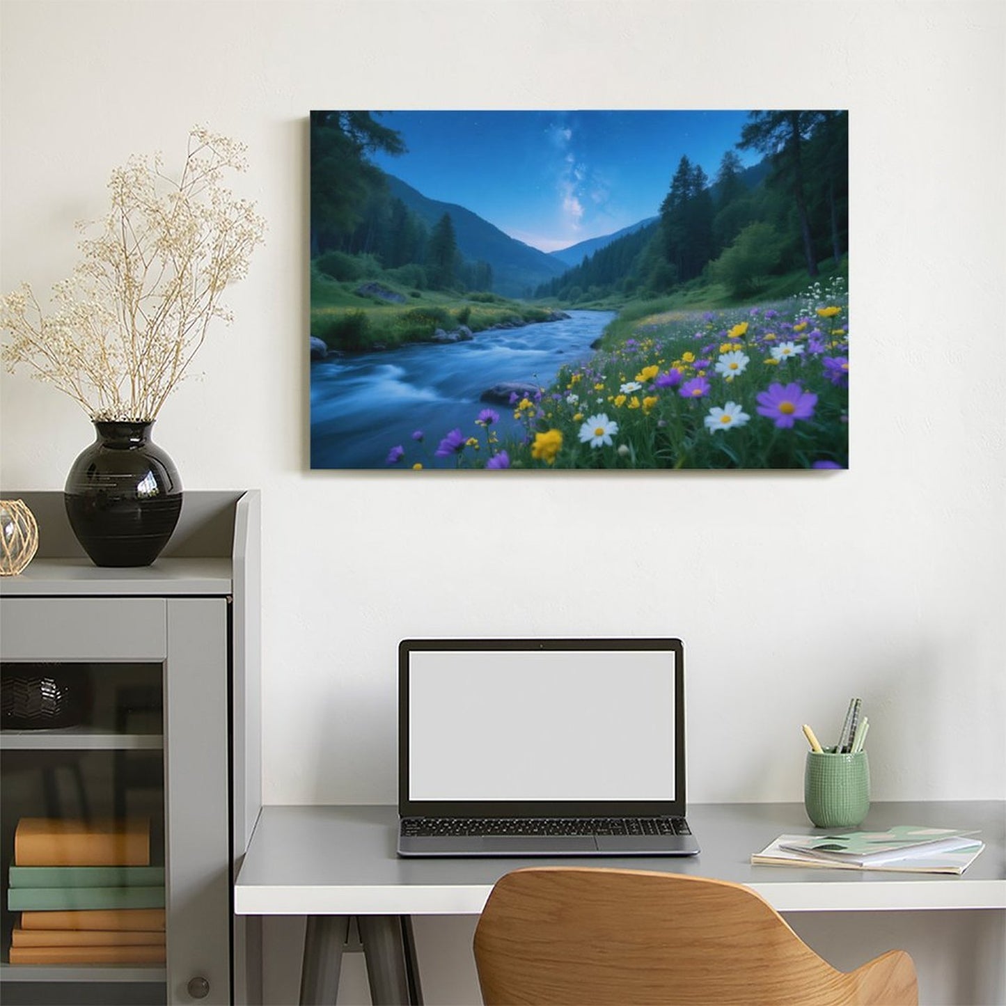 Decorative Interior Frame Painting Mountain-river-starry-summer-6