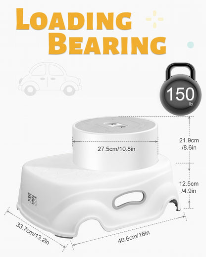 US Local Padded 2-Step Step Stool, 2-Step Footstool - Step Stool Non-slip, Portable, Space-saving Design For Bathroom, Kitchen, Bedroom, Classroom - Easy To Clean, Sturdy And Comfortable