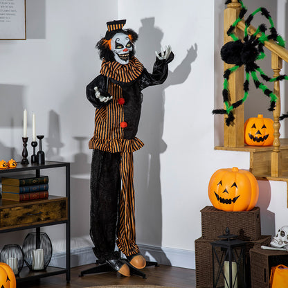 US Local 67inch Life Size Outdoor Halloween Decorations Talking Circus Clown, Animatronic Animated Prop, Decor With Sound And Motion Activated Light Up Eyes, Laughter