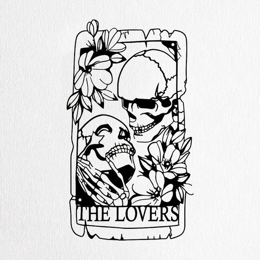 US Local 1pc Exquisite Bohemian Metal Gothic Style Skull Couple Wall Art Mural, suitable for indoor, outdoor, home, courtyard, balcony decoration.room decor，halloween decor，home decor，bathroom decor，bedroom de