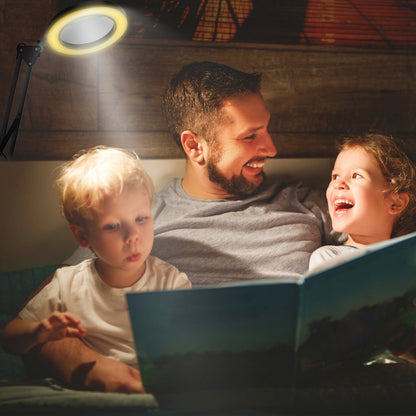 US Local 1Pack 2 In 1 LED Magnifier Desk Lamp 8x Magnifying Glass With Light Swing Arm Desk Table Light USB Reading Lamp With Clamp Stand 10 Brightness 3 Modes