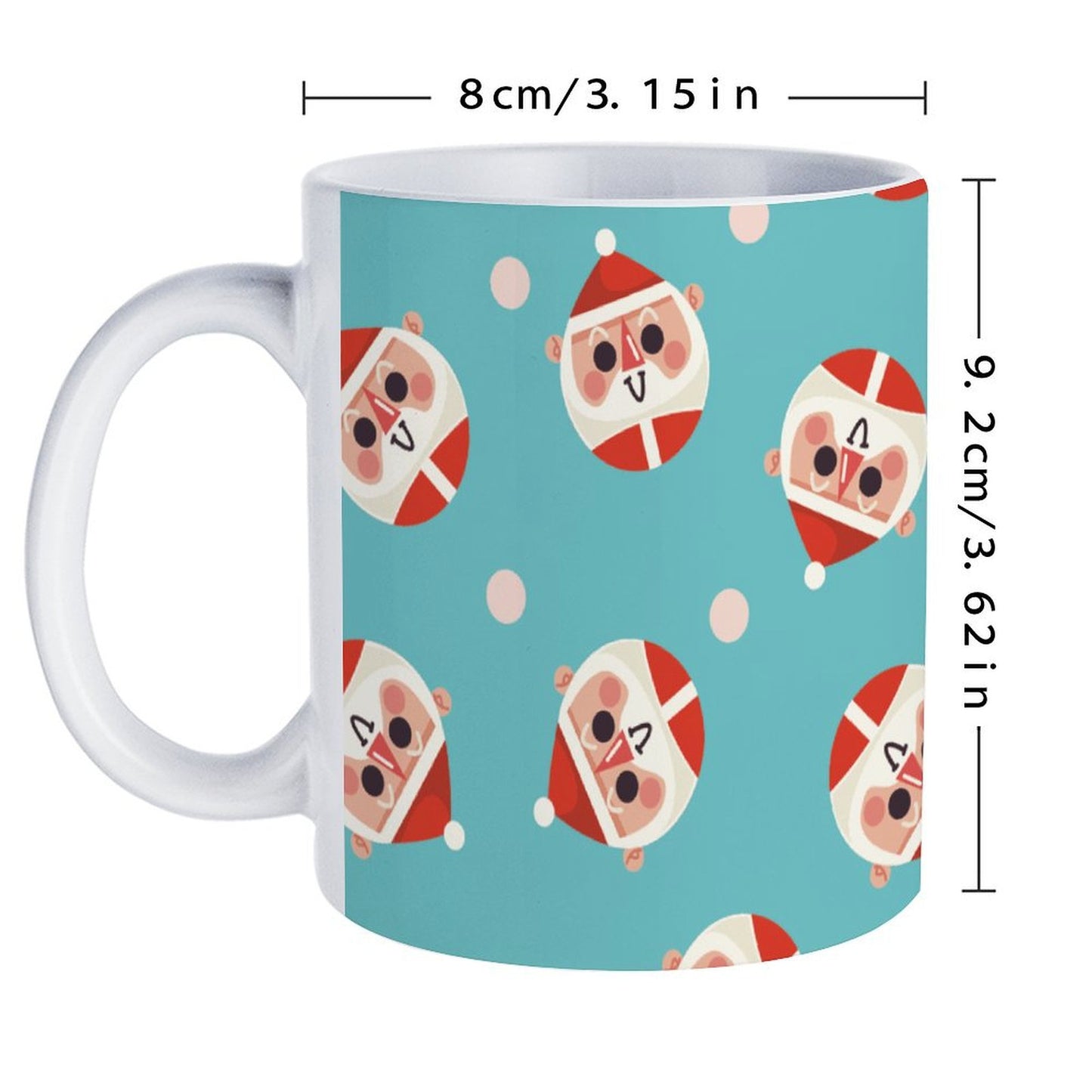 POD US Local White mug with full print, Christmas Santa Claus Circle Blue 0070