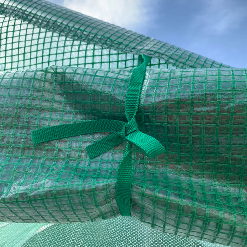 UK Local Outsunny Walk-in Polytunnel Garden Greenhouse, Outdoor Mesh Door Greenhouse With PE Cover And 6 Windows, 4.5 X 3 X 2m, Green