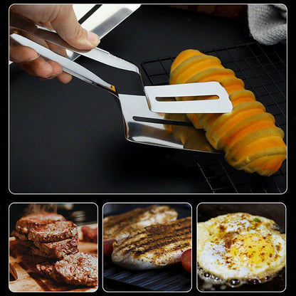 US Local Stainless Steel Steak Clamp Food Bread Meat BBQ Clip Tongs Kitchen Cooking Tool