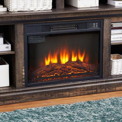 US Local Modern Entertainment Console TV Stand With 23  Fireplace Insert, Multipurpose Sliding Door TV Cabinet Large Storage Space, 58.11  W  15.79  D  32.36  H Antique Brown