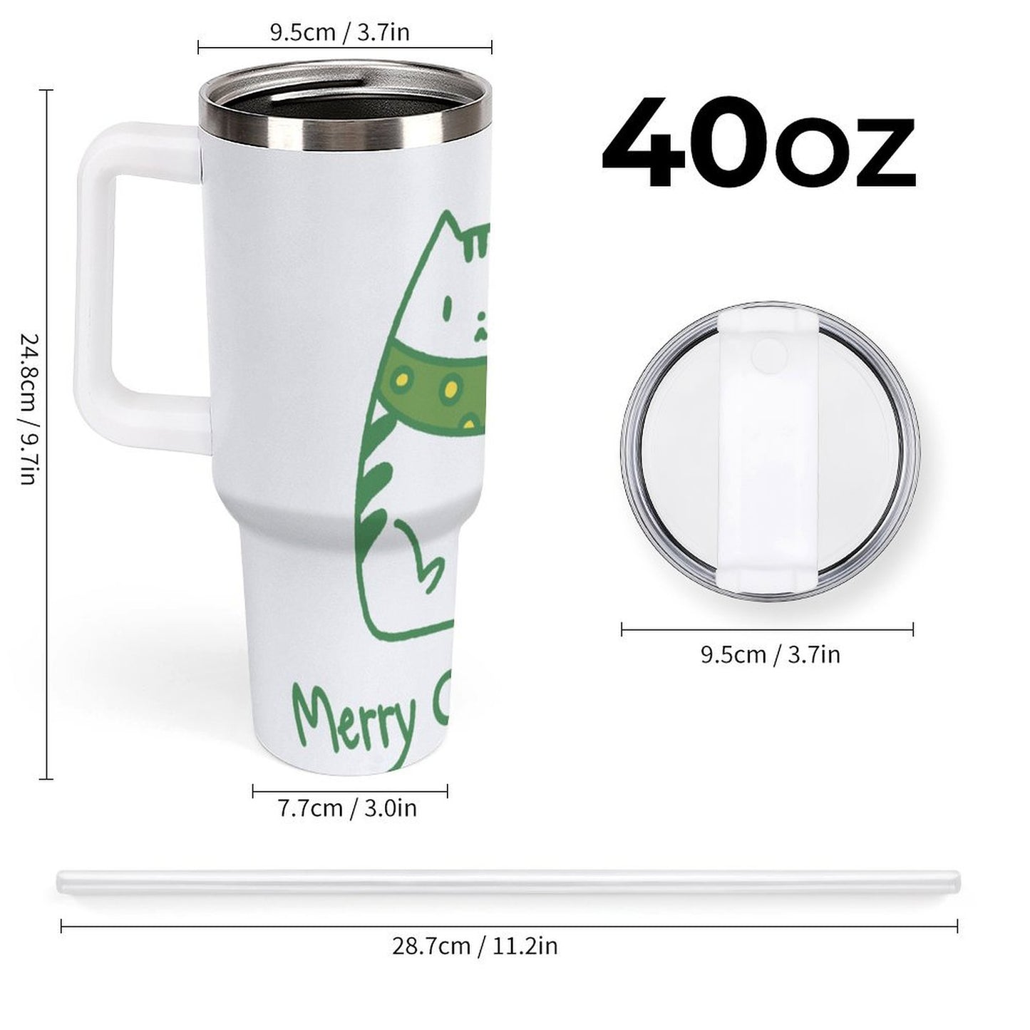 PHDT00018 POD US Local Tumbler 40 oz Large Capacity Car Cup Christmas Cat