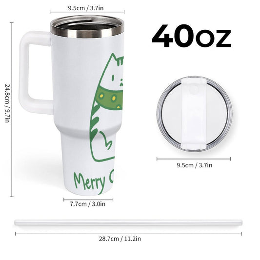 POD US Local Tumbler 40oz Large Capacity Car Cup Christmas Cat 12