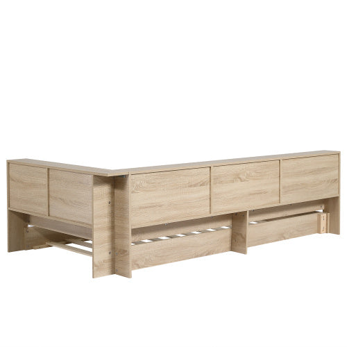UK Local Storage Bed, 3FT Single Bed 90x190cm, Plenty Of Storage Space, Durable And Sturdy, For Adults  Teenagers, Single Bed, MDF Plywood, Multifunctional Bed, White Oak Color