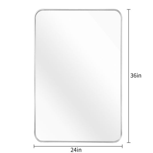 US Local 24x36 Inch Silver Metal Framed Rectangular Bathrrom Mirror For Wall