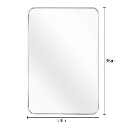 US Local 24x36 Inch Silver Metal Framed Rectangular Bathrrom Mirror For Wall
