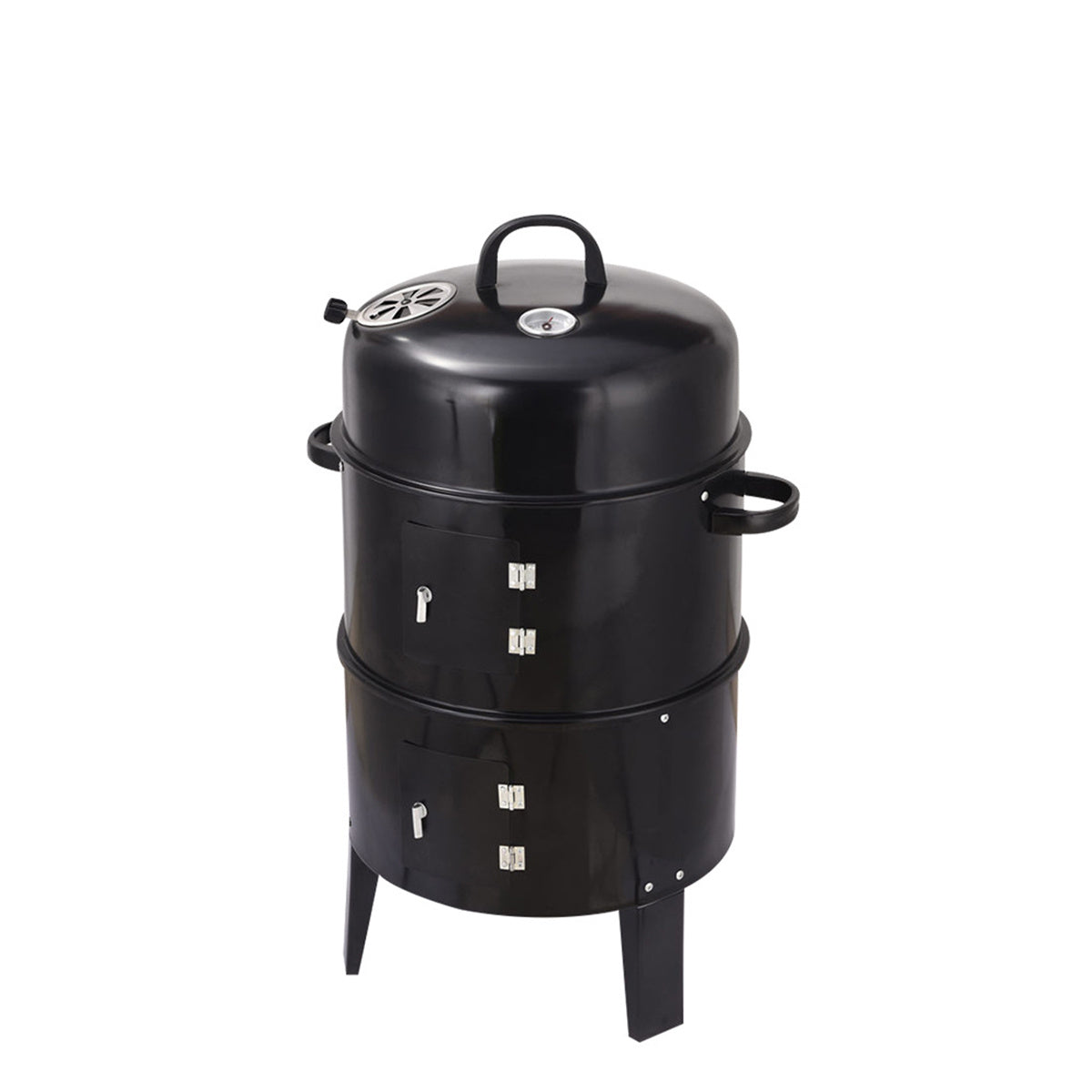 Double Layer Smokeless BBQ Grill & Braising Oven - Vertical Charcoal Smoker For Effortless, Healthy Outdoor Cooking With Minimal Grease Smoke