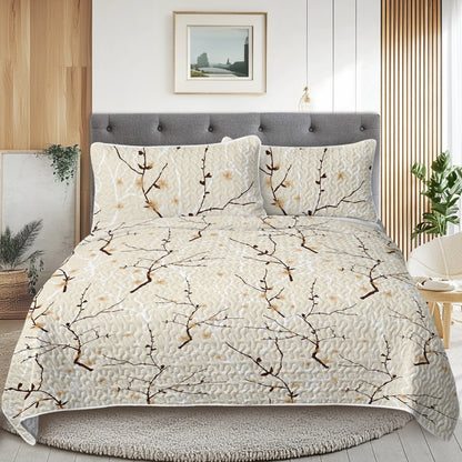 US Local 3pcs Minimalist Tree Branch Patterned Blankets Suitable For All Seasons, Including Flower And Autumn Leaf Bedding Sets With 2 Pillowcases, Suitable For Children And Adults