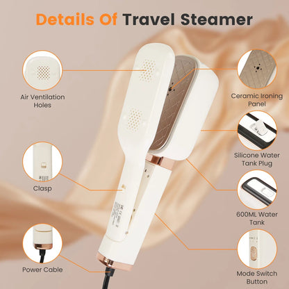 US Local Steam Iron Press 3 In 1 Travel Steamer For Clothes With Flip Head Portable Handheld Flat Iron 1000W Wrinkles Remover Wet And Dry Ironing Garment Steamer 20S Fast Heat Up GPCT5460