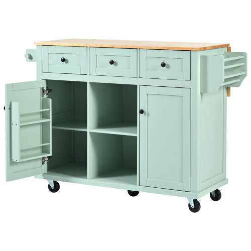 US Local Kitchen Trolley With Rubberwood Folding Leaf Countertops