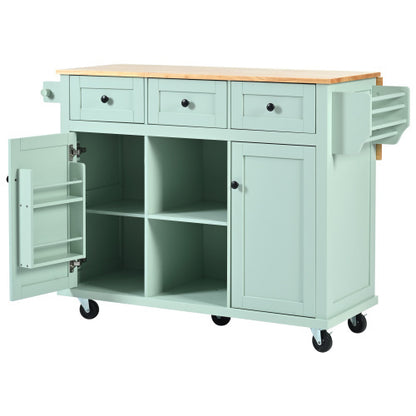 US Local Kitchen Trolley With Rubberwood Folding Leaf Countertops