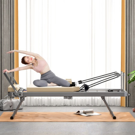 US Local Pilates Reformer Machine For Home Gym Workout, Foldable Pilates Equipment With High Strength Alloy Springs For Beginners, Up To 330lbs