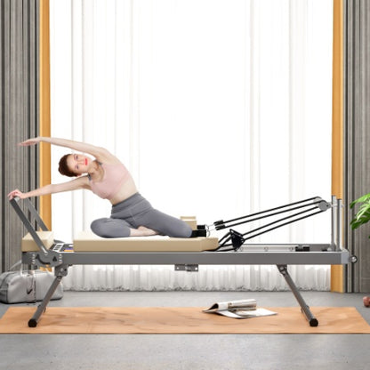 US Local Pilates Reformer Machine For Home Gym Workout, Foldable Pilates Equipment With High Strength Alloy Springs For Beginners, Up To 330lbs