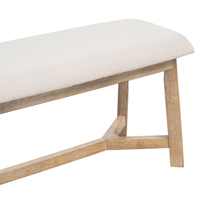 US Local TREXM 6-piece Retro Farmhouse Style Dining Set, Rectangular Table And 4 Upholstered Chairs With Ratt