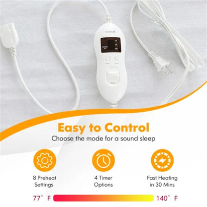 US Local 80' X 60' Electric Heated Mattress Pad With Adjustable Temperatures 10 H Timer