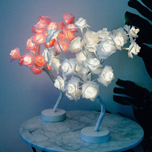 USA Local Rose Flower Lamp USB Battery Operated LED Table Lamp Bonsai Tree Night Lights Garland Bedroom Decoration Lights Home Decor
