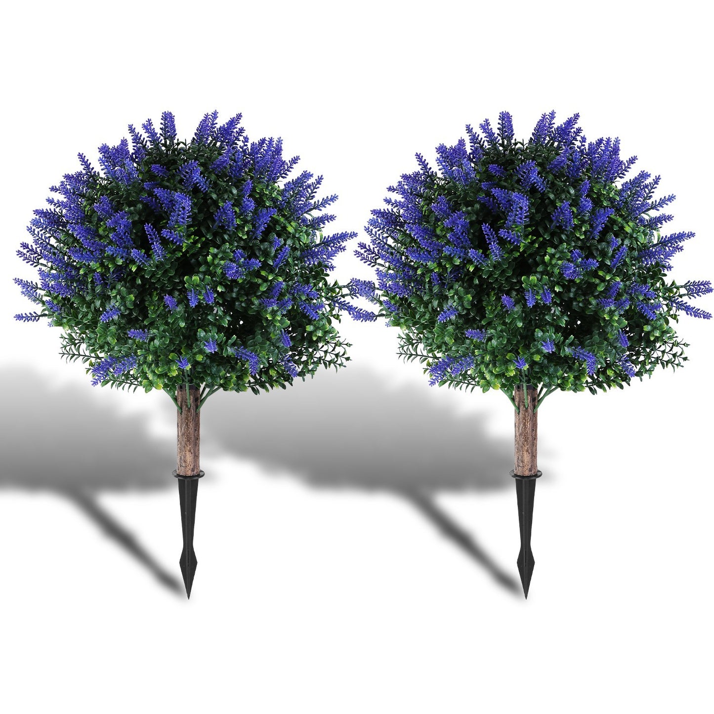 US Local 2 Packs Artificial Lavender Topiary Ball Trees UV Resistant Artificial Shrubs Fake Plants Evergreen Artificial Bush With Ground Spike For Indoor Outdoor Front Porch Garden