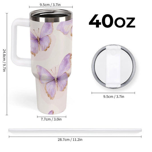PHDT00496 POD US Local Tumbler 40oz Large Capacity Car Cup Butterfly, Romantic