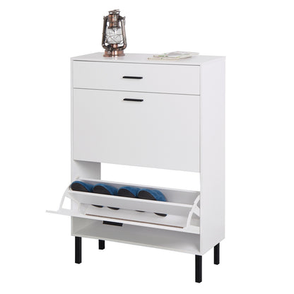 US Local Modern Shoe Cabinet With Drawers & Metal Legs, Freestanding Storage Organizer